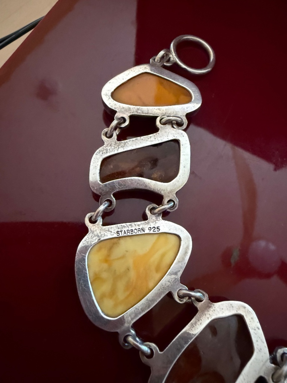 Amber Bracelet Set in Sterling Silver Cabochon Settings - Picture 3 of 12